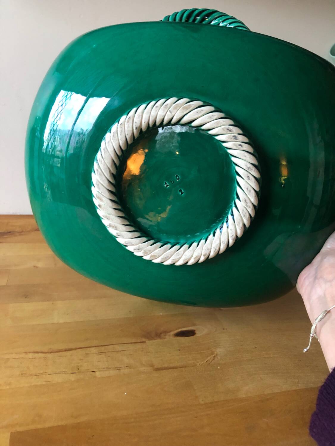 Large green ceramic cup Vallauris