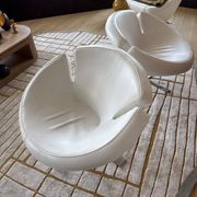 Fauteuil Vintage Signet pivotant Cuir Blanc
