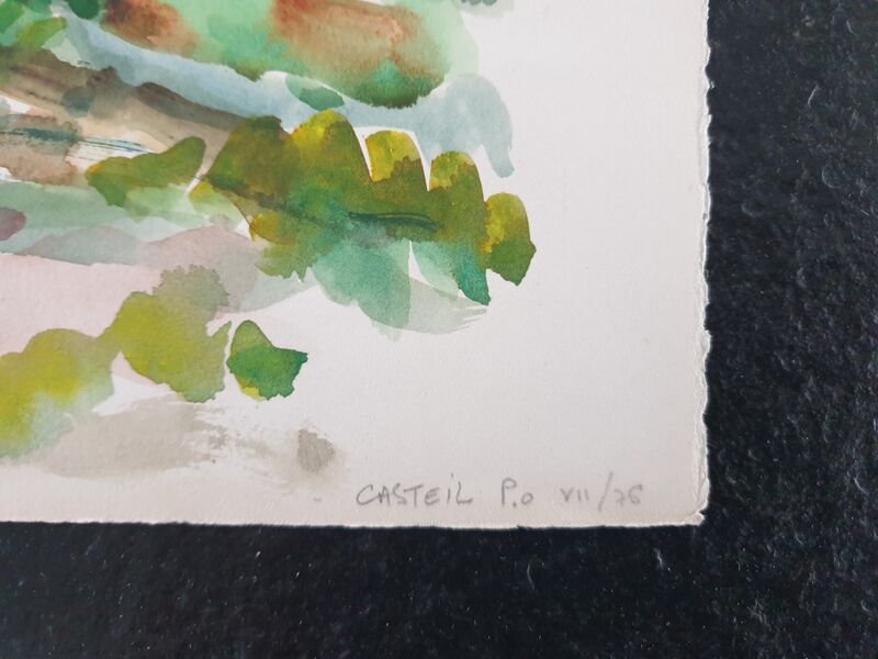 André Duculty (1912-1990) Watercolor on paper "Casteil (Pyrénées Orientales)" Located and dated