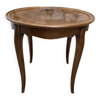 Round clover inlaid side coffee table