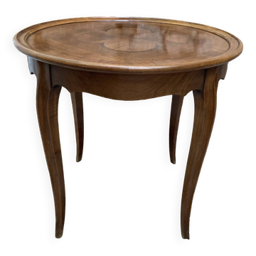 Round clover inlaid side coffee table