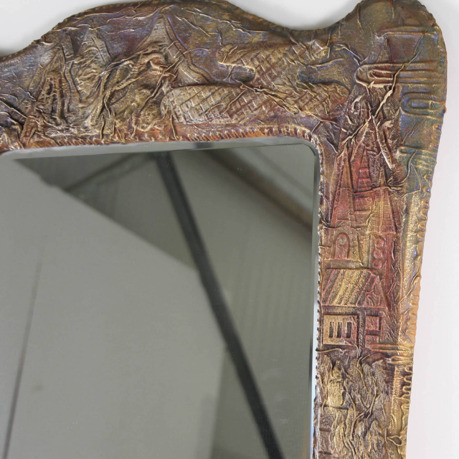 Grand miroir en cuir 