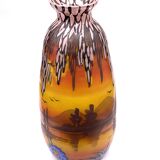 Vase Art Déco en verre peint et émaillé, signé Clio, circa 1920