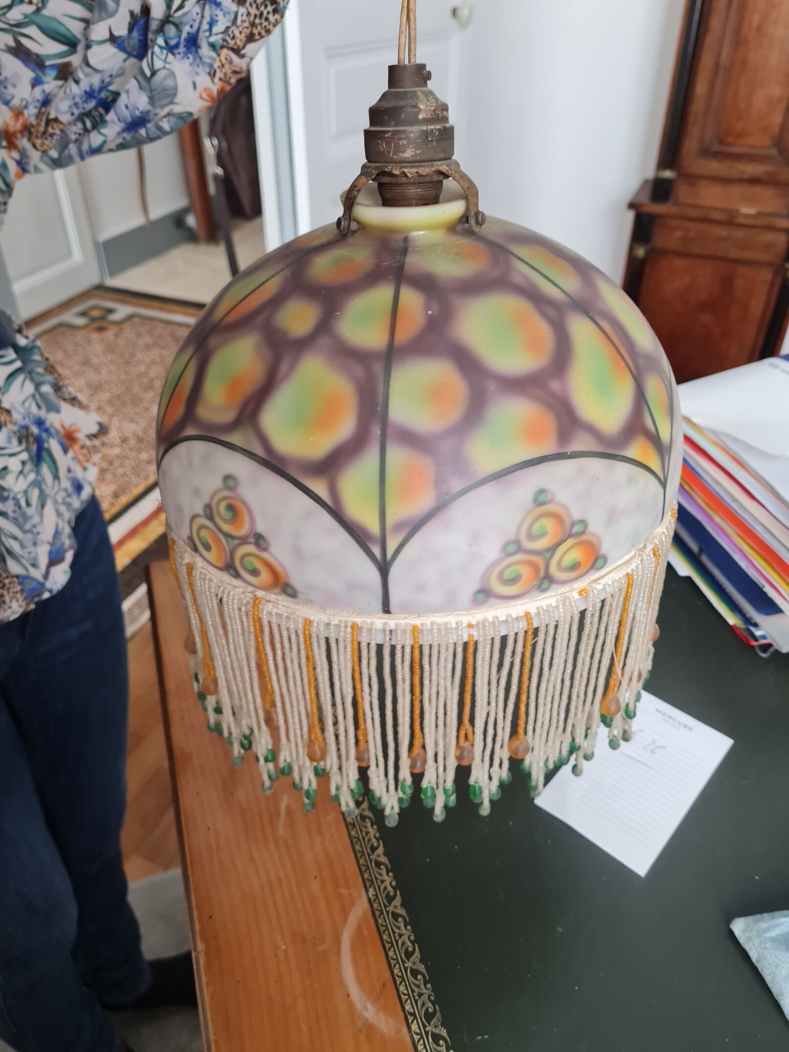 Art Deco suspension luminaire (rise and fall)
