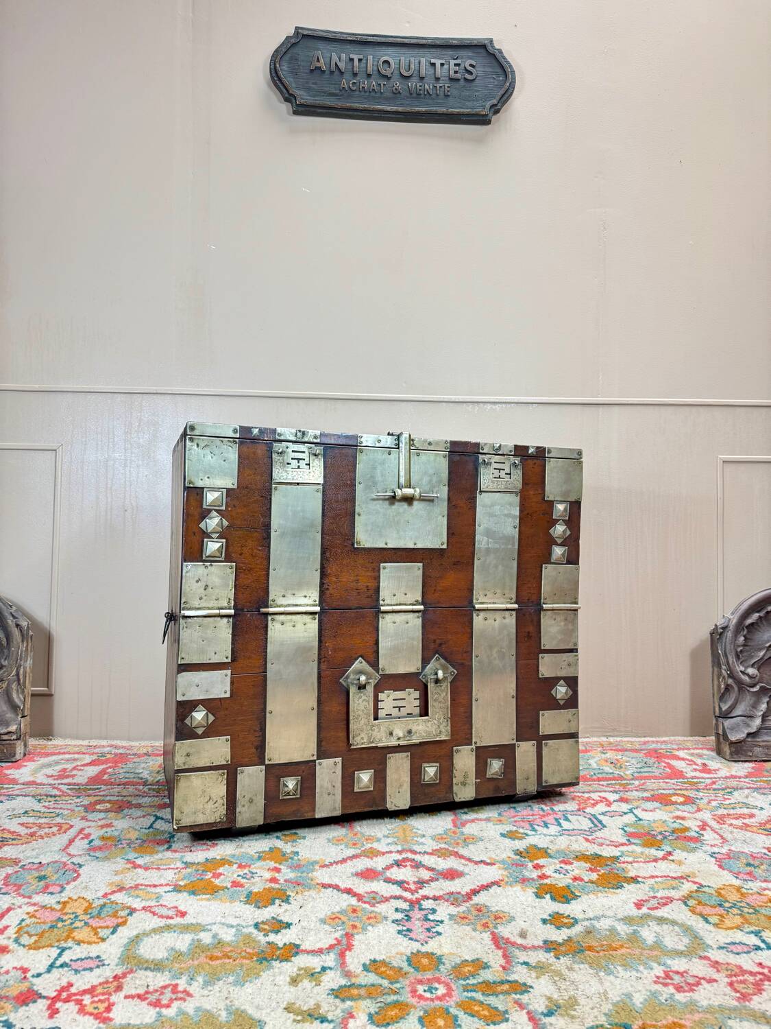 19th Century Korean Wooden and Brass Storage Chest