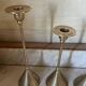 Set of three vintage brass candle holders