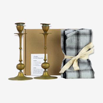 2 candle holders and 2 tea towels — All fire all flame #56
