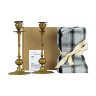 2 candle holders and 2 tea towels — All fire all flame #56