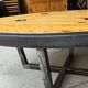 Large industrial coffee table metal and wood drum