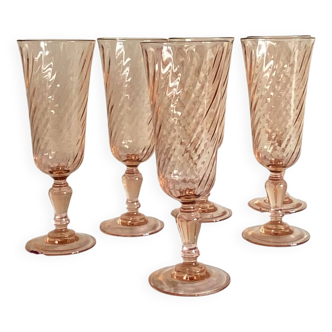 6 pink champagne flute glasses Rosaline Luminarc tableware