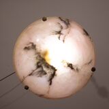 Art Decò Albaster white and pink chandelier, 1950s