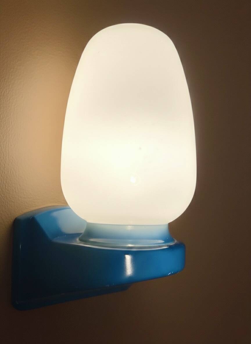 Vintage blue Tovi wall light Mid Century Modern/Space Age opaline scandi