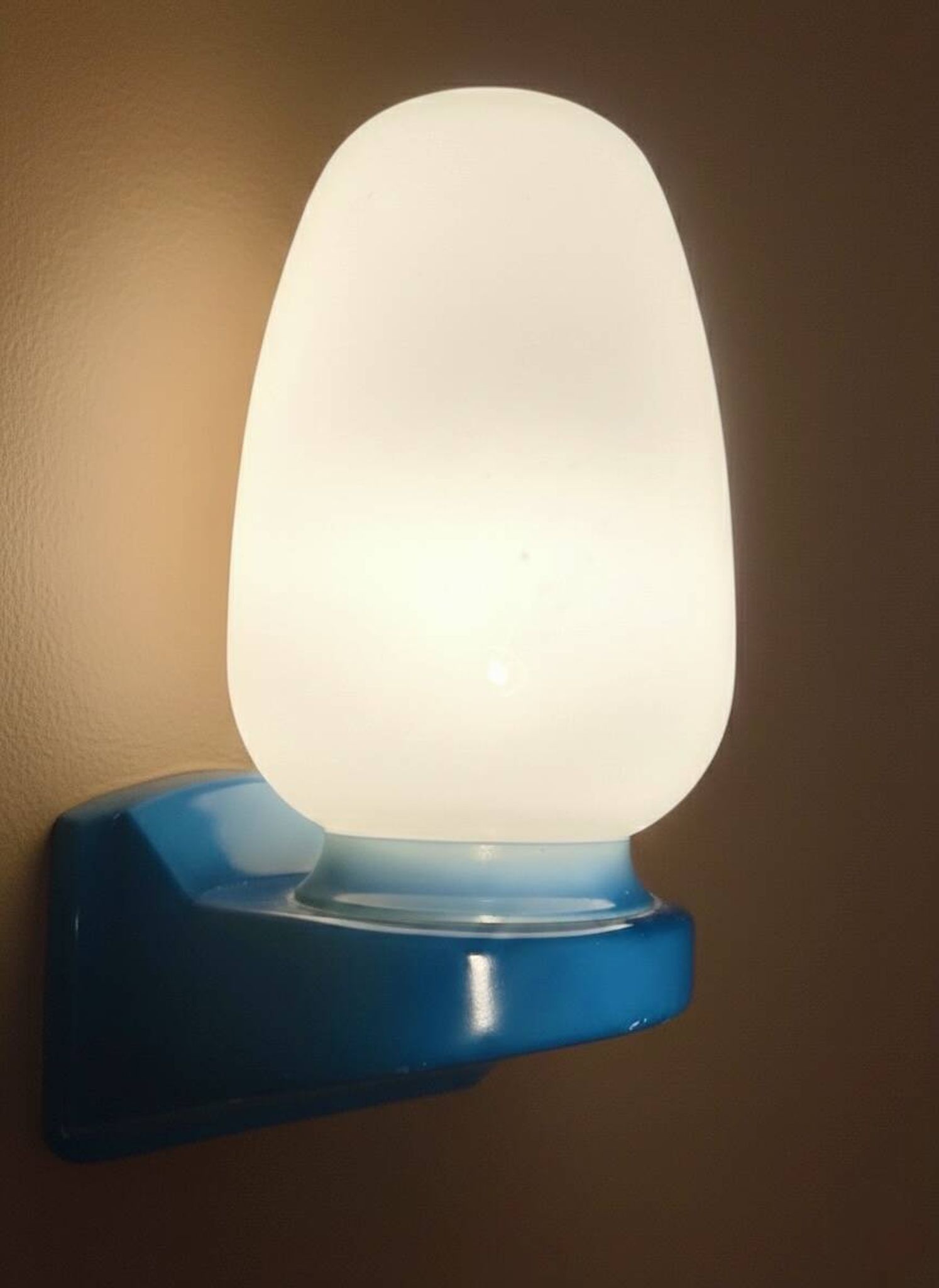 Vintage blue Tovi wall light Mid Century Modern/Space Age opaline scandi