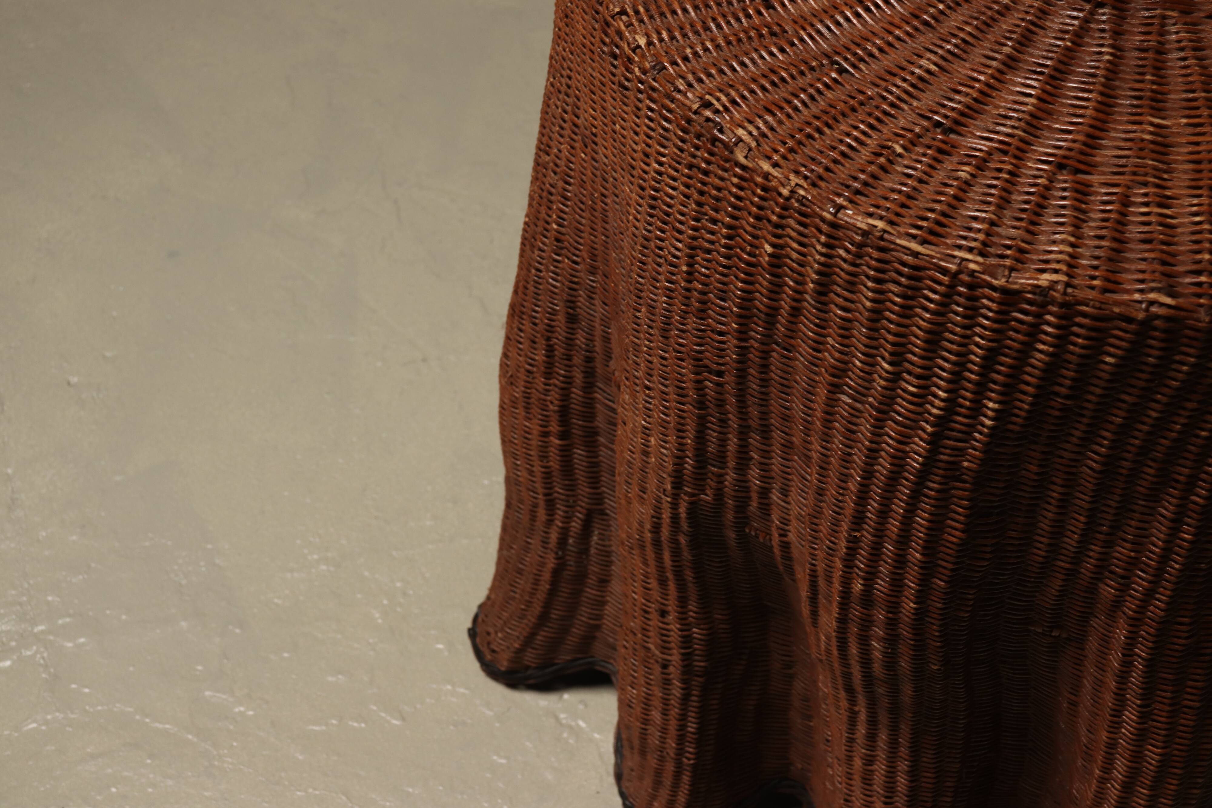 Wicker Ghost Drapery Side Table or Stand 1970s