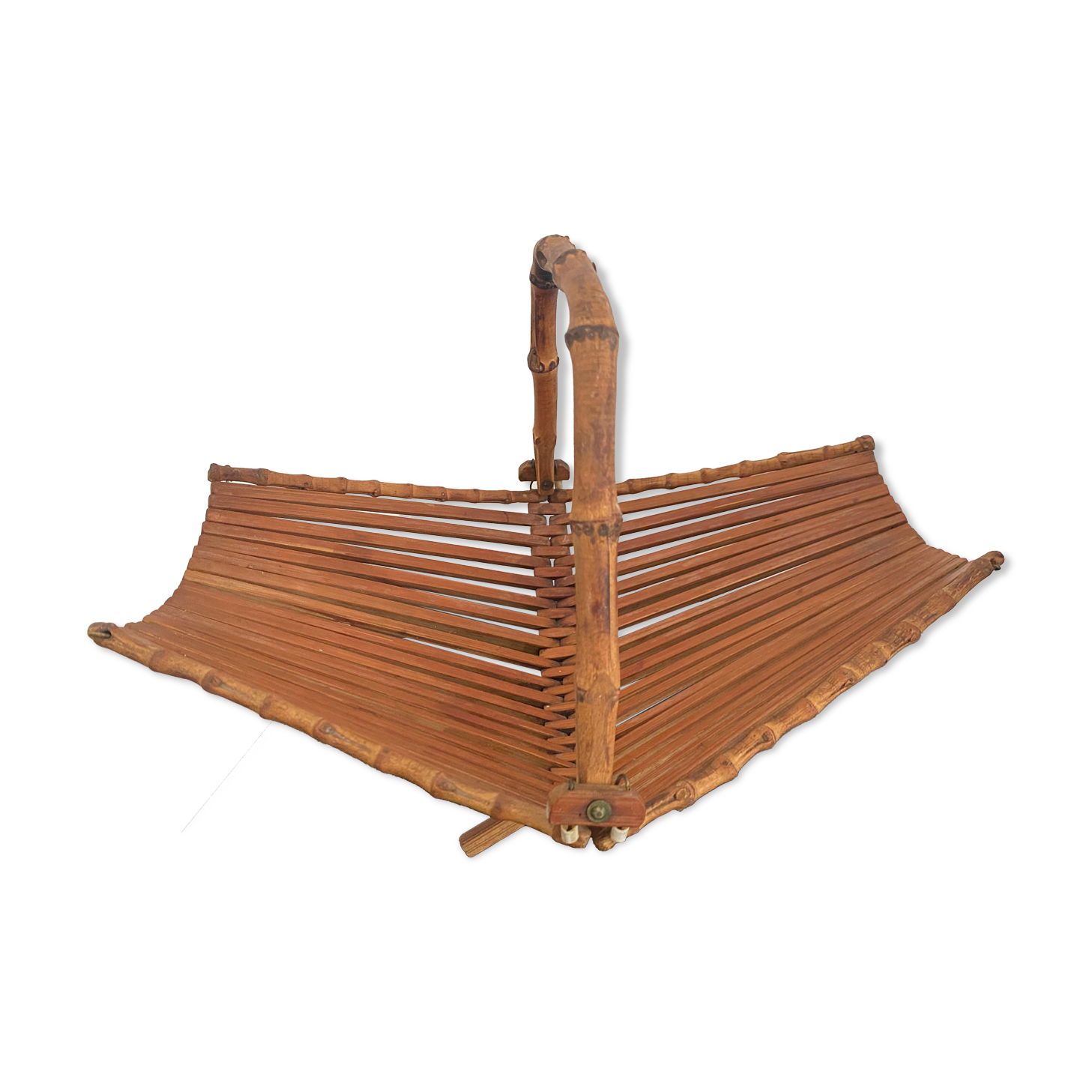 Basket in rattan and bamboo 60s