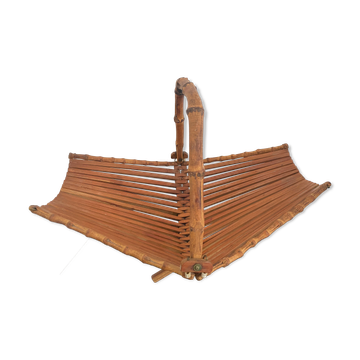 Panier en rotin et bambou années 60