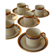 6 coffee cups + saucers in Gien porcelain – Empire style, gold trim