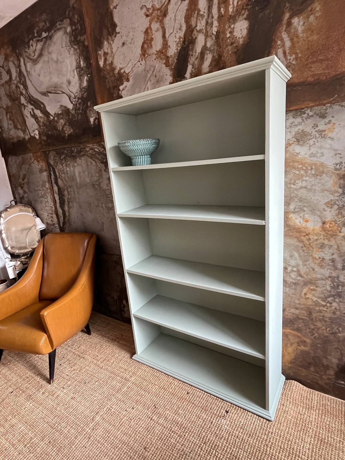 Celadon green bookcase
