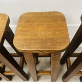 8 solid wood bar stools in brutalist style