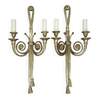 Pair of large sconces with Louis XVI style ribbons