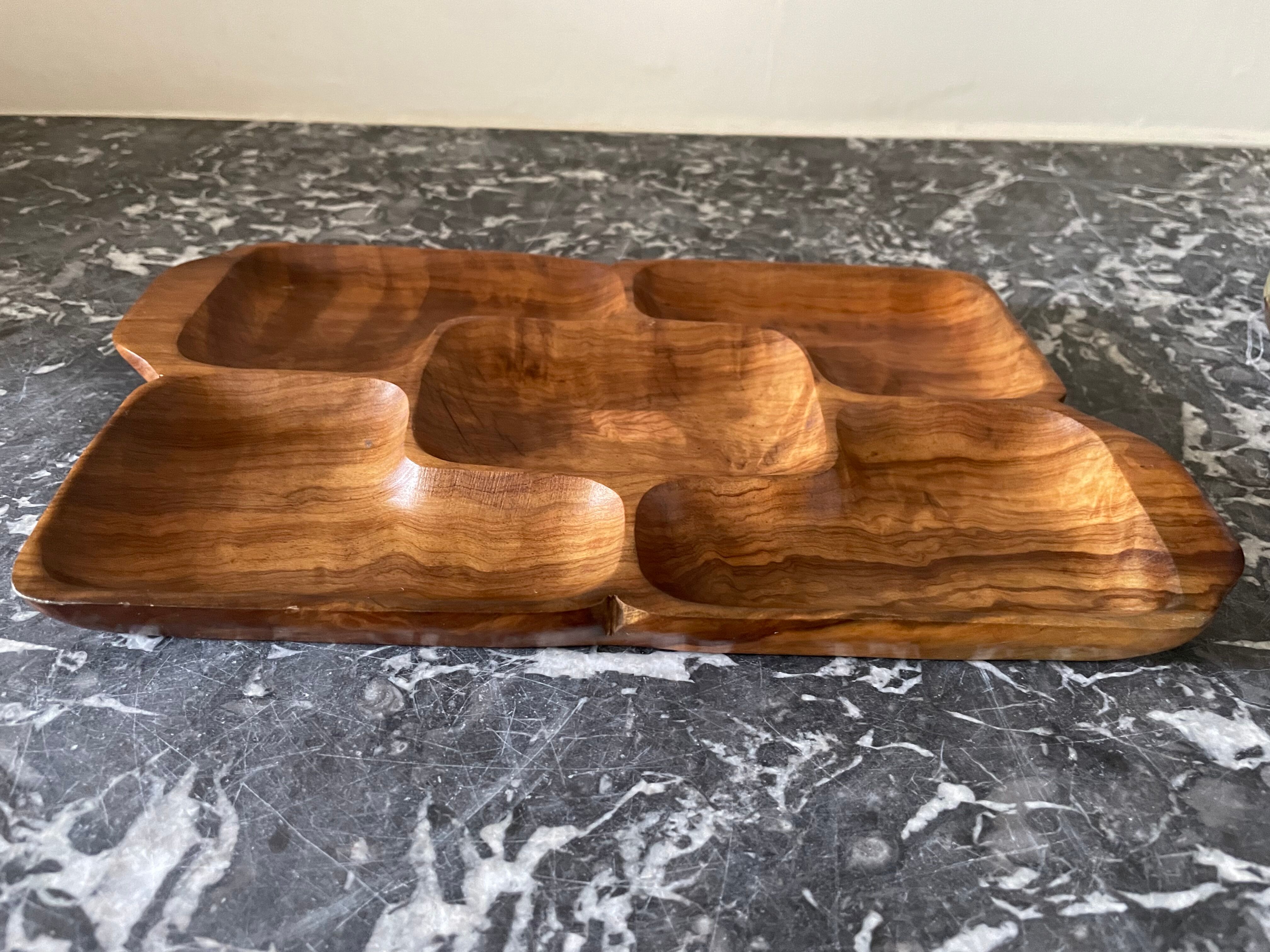 Wooden compartmentalized dish