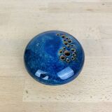 Blue ceramic flower spike ball vase, 7 soleils workshop