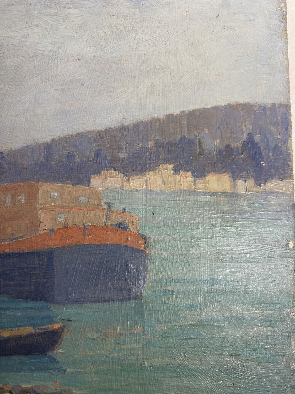 Marine, barge at the quayside, workshop stamp early twentieth century