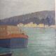 Marine, barge at the quayside, workshop stamp early twentieth century