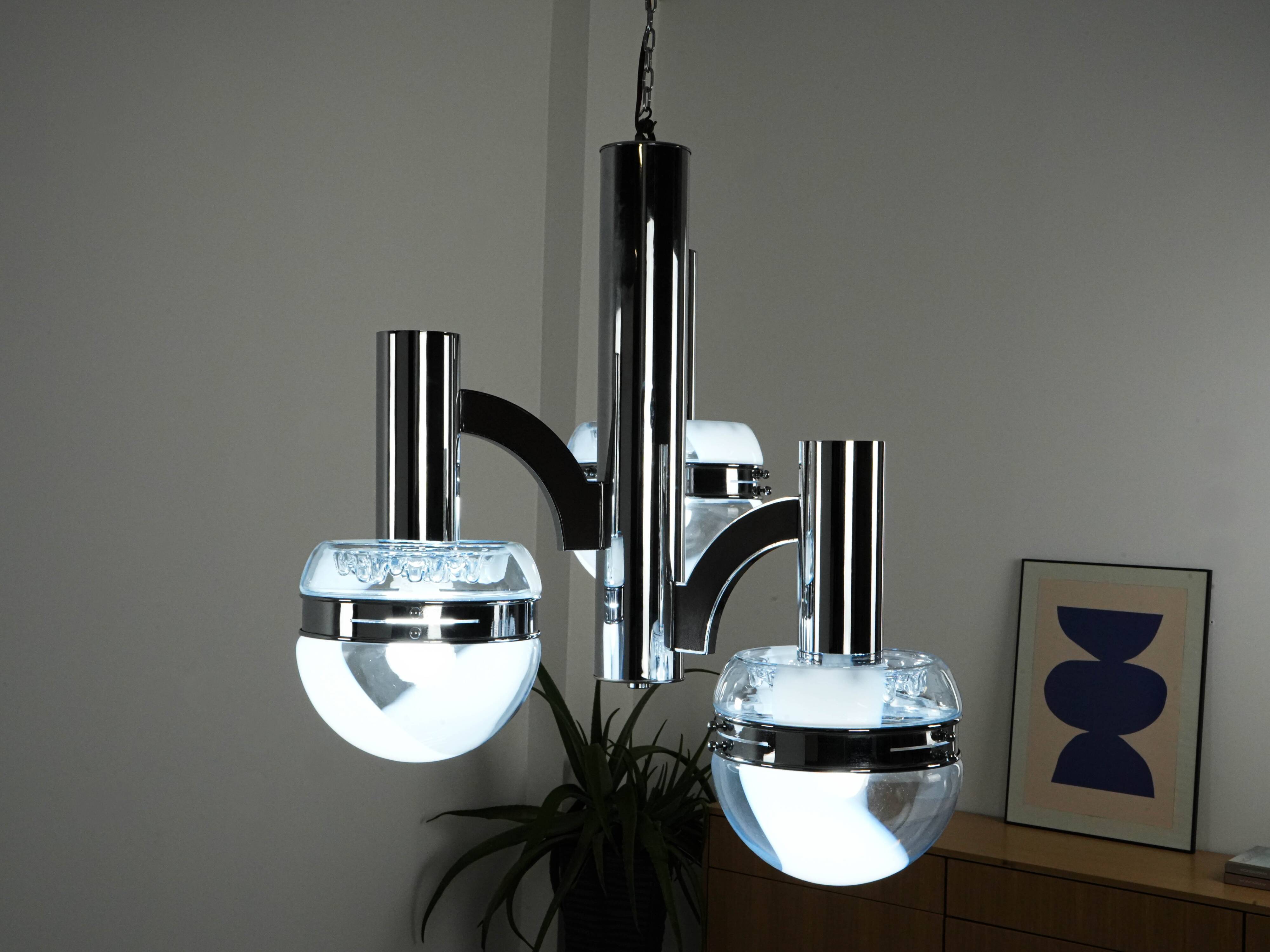 Lustre de style futuriste, verre de Murano, années 1970, fabriqué en Italie