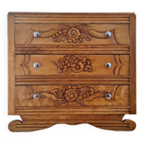 Art deco chest of drawers with wooden top, vintage antique furniture