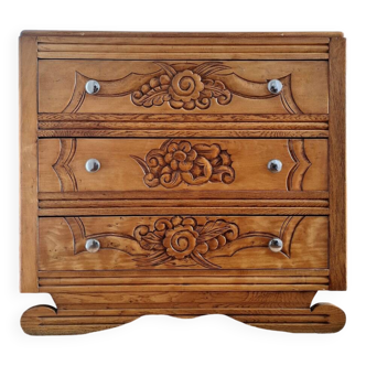 Commode art déco plateau bois, meuble ancien vintage