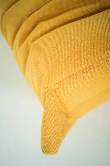 Togo Chair and Pouf Set in Yellow Tweed