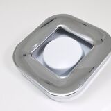 Square white ashtray Ico Parisi, chrome and melamine by Lamperti, Italy, 1970s.