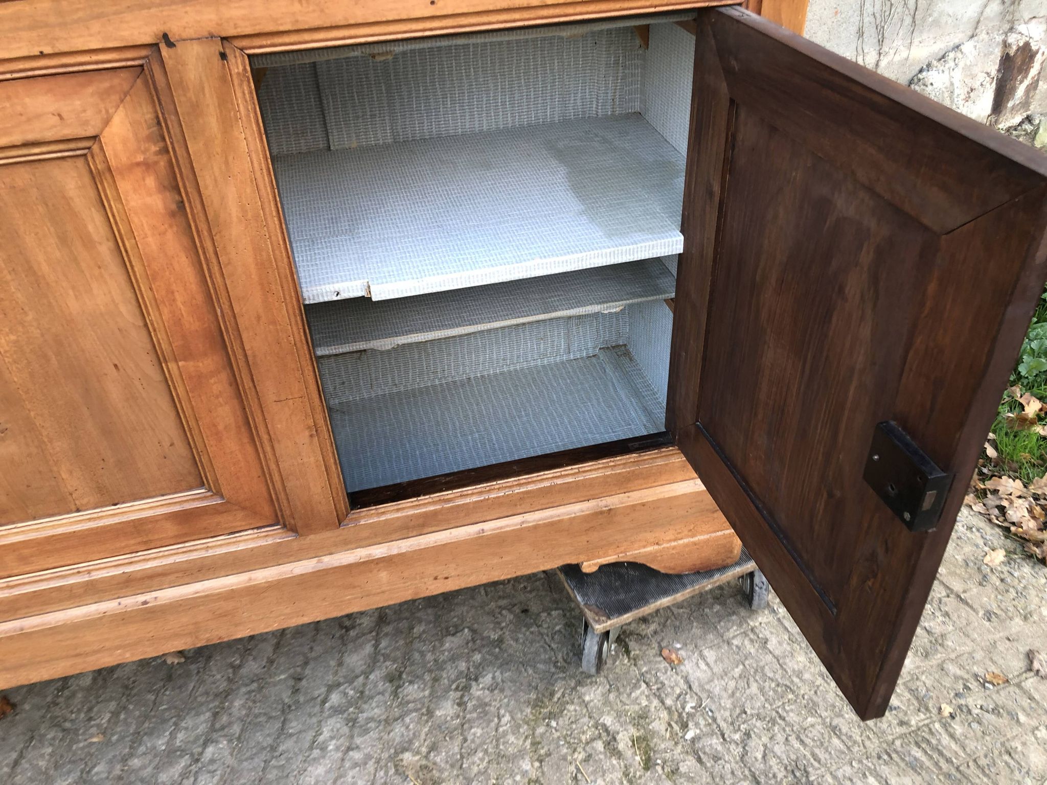 Louis Philippe style sideboard in solid walnut with 3 doors and 1 pull-out shelf.