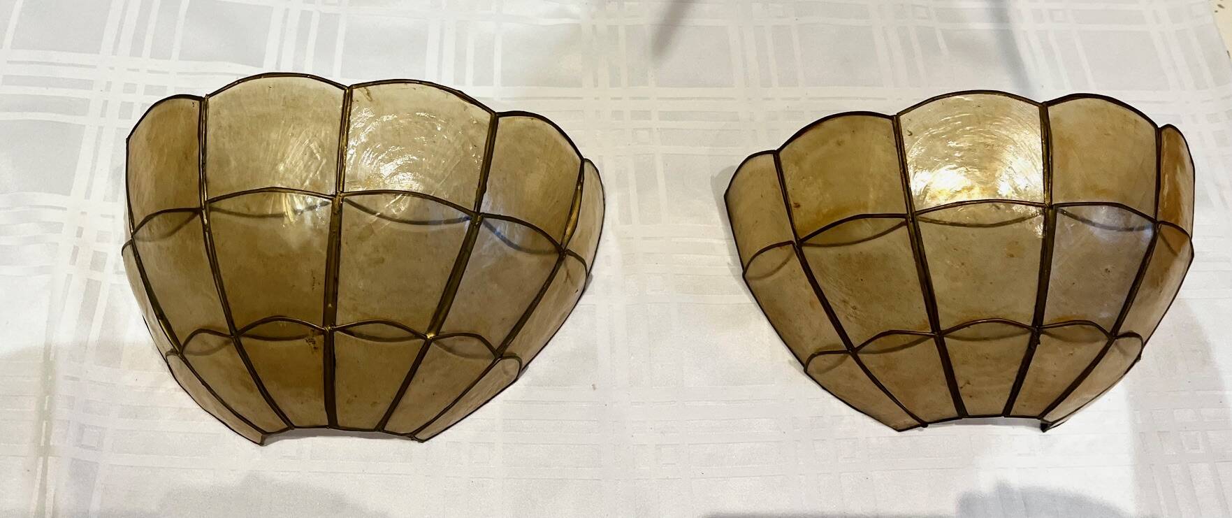 Paire d'appliques nacre coquillage