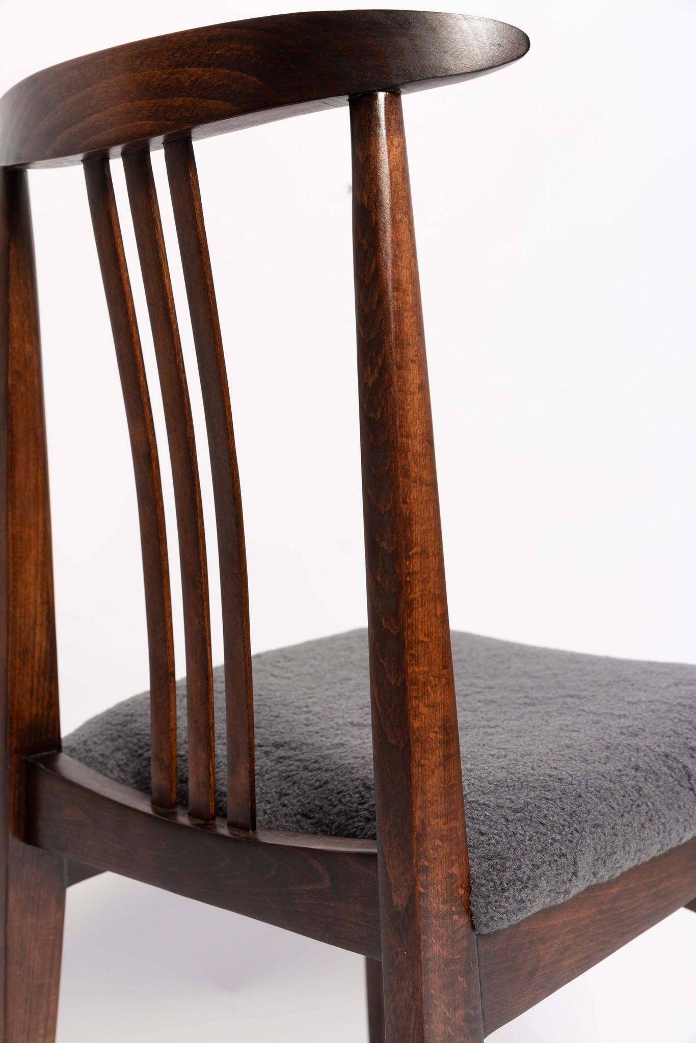 Mid-century grey graphite boucle beech chair by M. Zielinski, Europe, 1960.