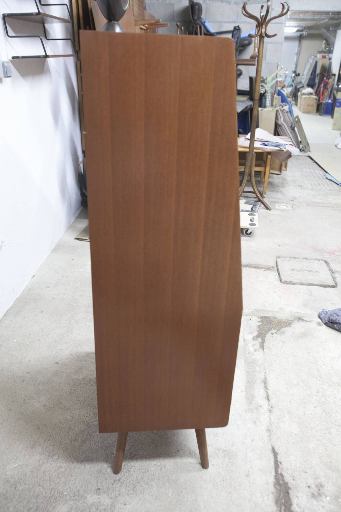 1960 Scandinavian secretary with teak compass feet and pastel yellow top