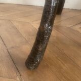 Brutalist wooden table and 3 stools