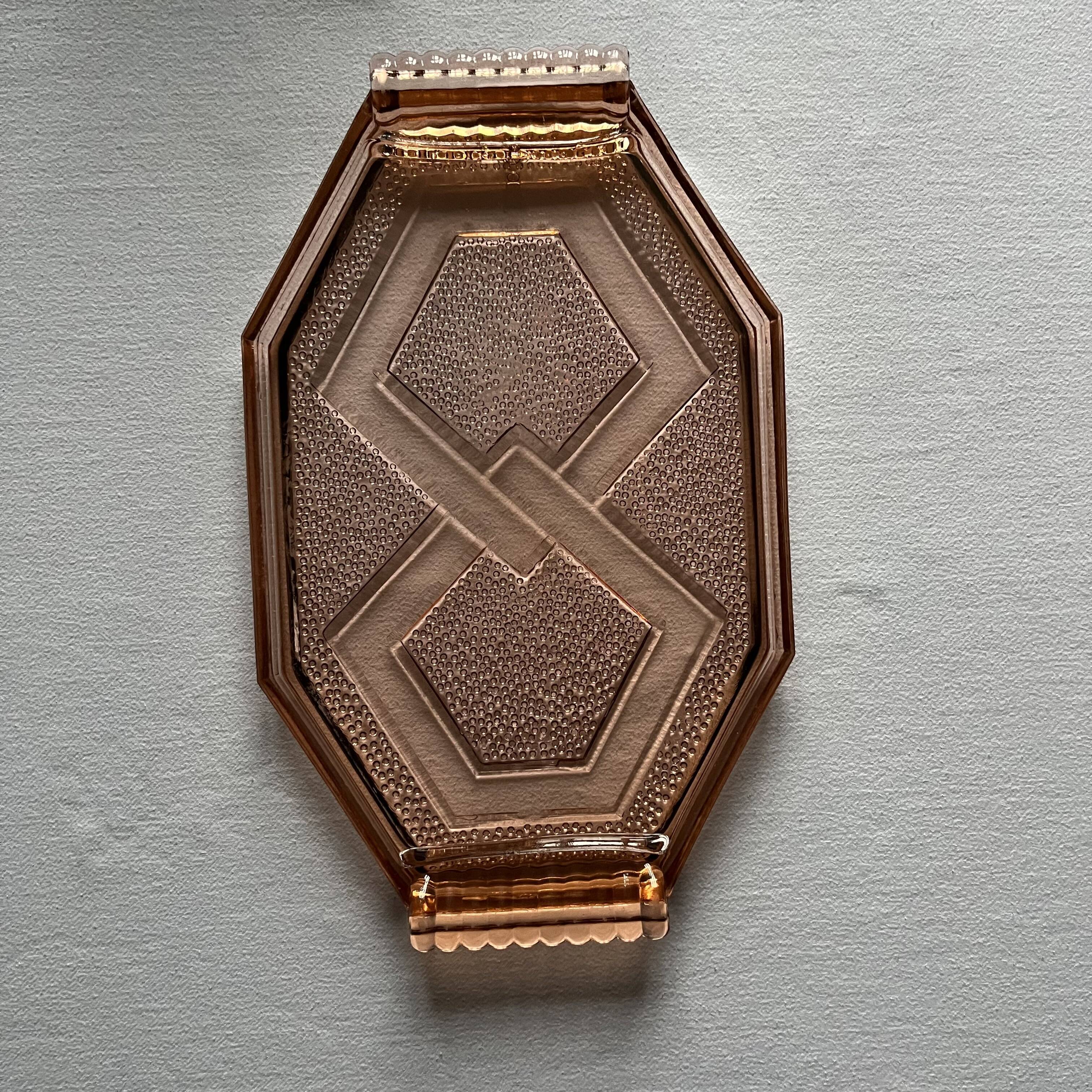 Set of 2 Art Deco glass trays