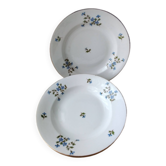 3 Limoges porcelain soup plates Cornflower decoration