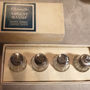 Goldsmith christofle salt shakers salters solid silver & glass