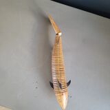Vintage handmade wooden articulated fish - Ref 854