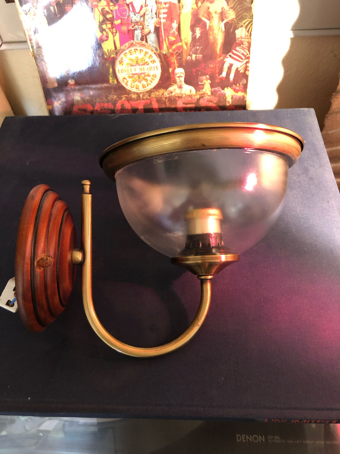 Glass sconce brass gold