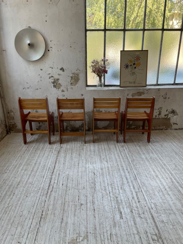 4 chaises vintage Plywood années 80
