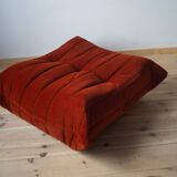 Amber corduroy Togo lounge chair with pouf and three-seat sofa by Michel Ducaroy for Ligne Roset, set of 3