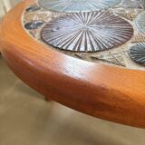 Ceramic and wooden side or coffee table, Tue Poulsen for Haslev, Denmark, 1960s