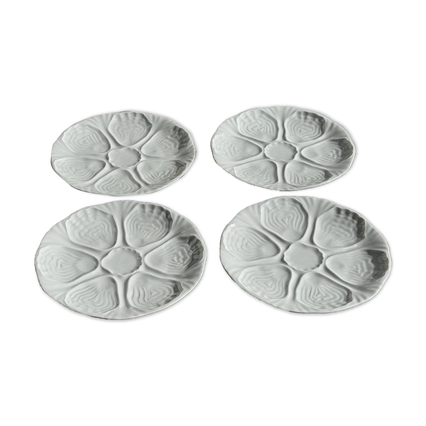 Set of 4 oyster plates Limoges France D25
