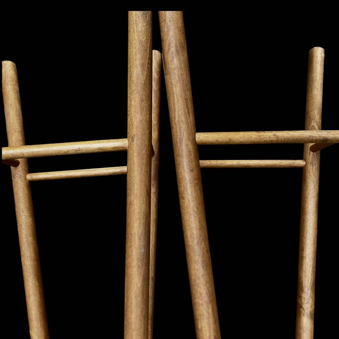 Pair of antique solid wood bar stools – rustic/bistro style