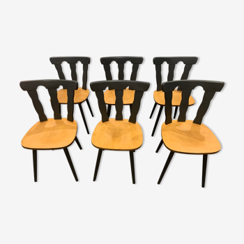 Série de 6 chaises de bistrot vintage