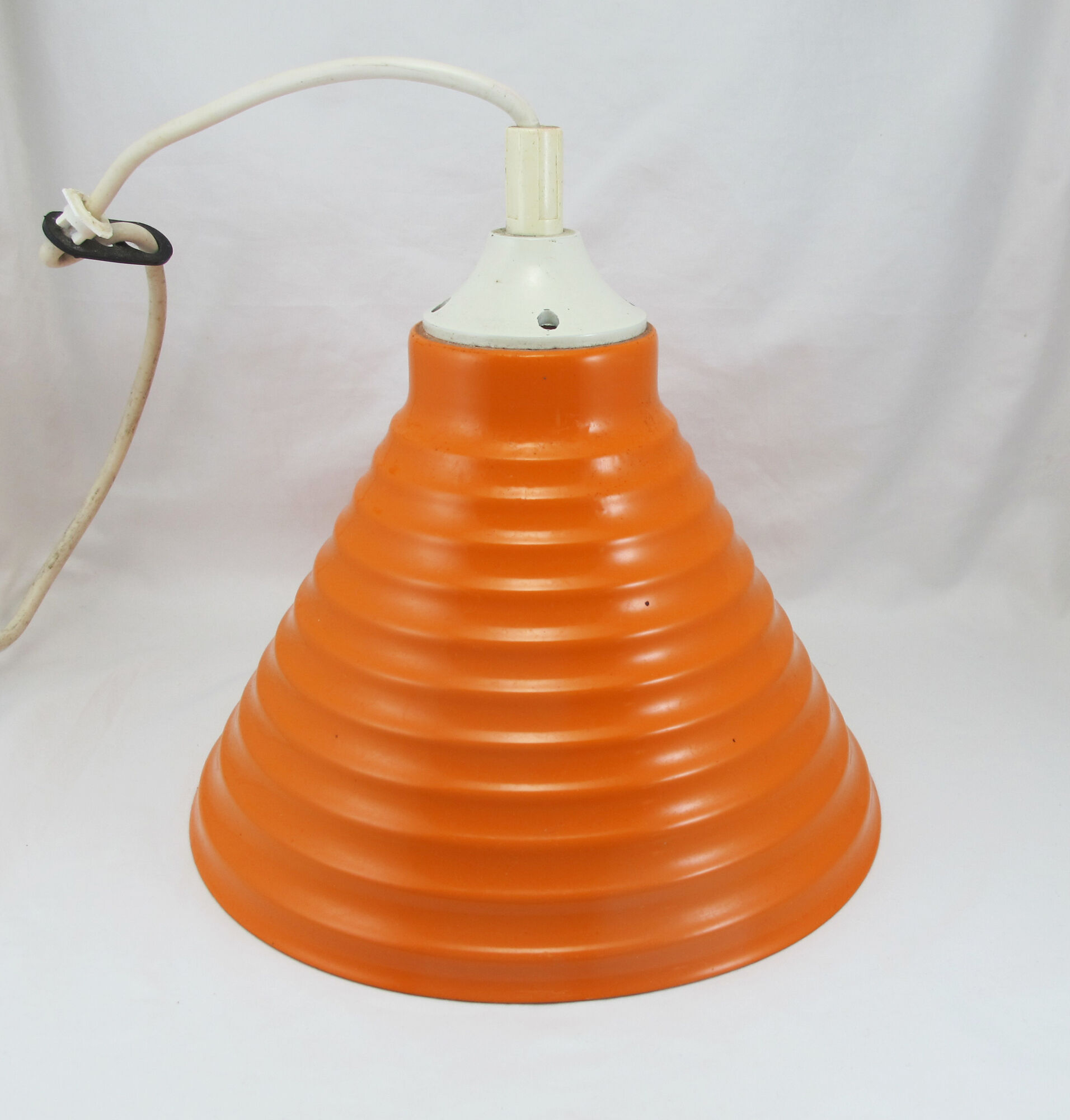 Lamp lampshade industrial day suspension metal enamelled sheet orange